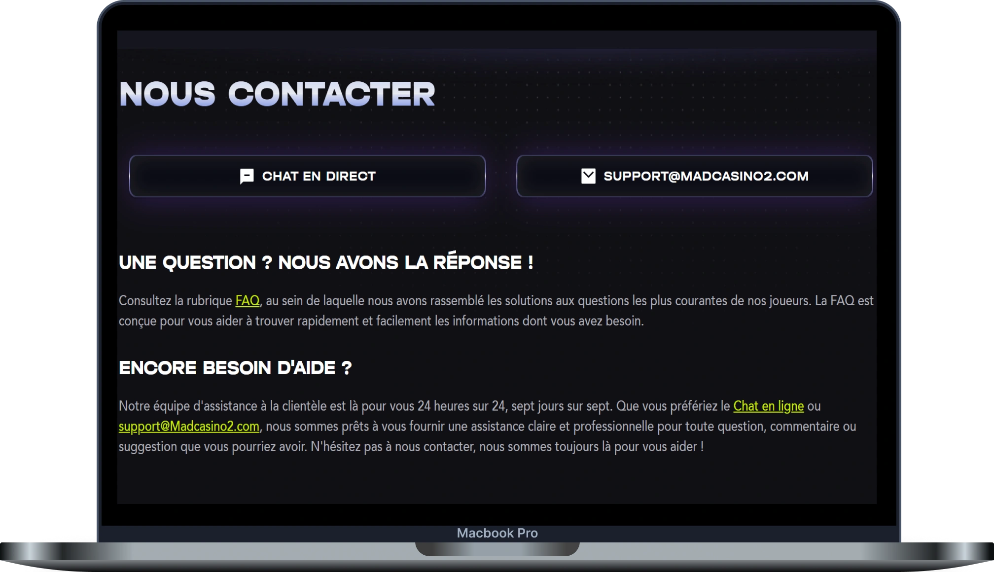 Mad Casino Support Client